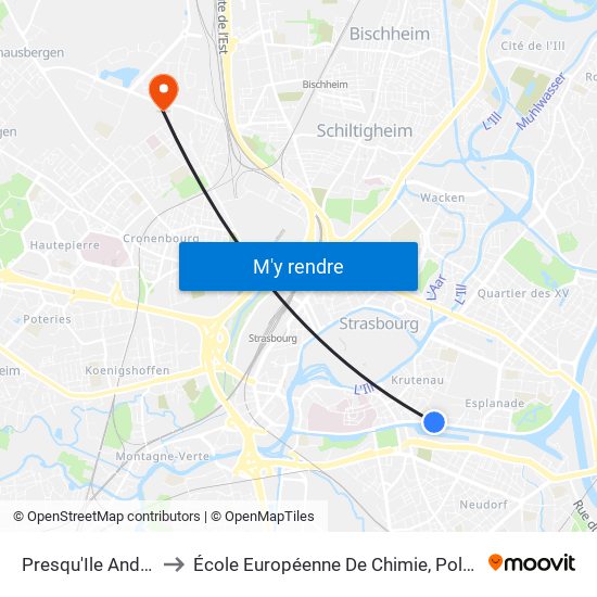 Presqu'Ile André Malraux to École Européenne De Chimie, Polymères Et Matériaux map