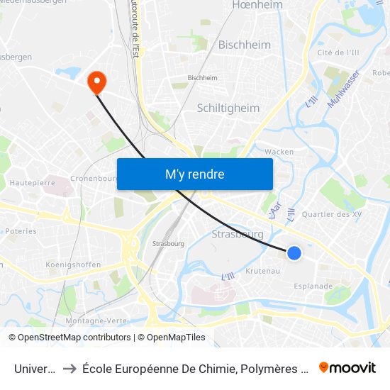 Université to École Européenne De Chimie, Polymères Et Matériaux map