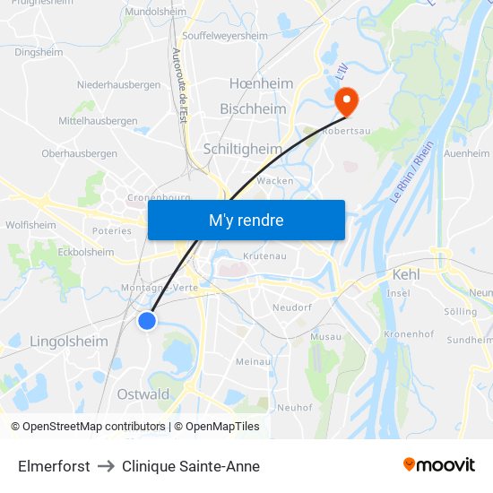 Elmerforst to Clinique Sainte-Anne map