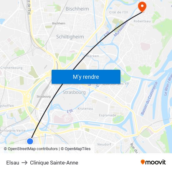 Elsau to Clinique Sainte-Anne map