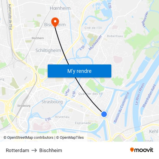 Rotterdam to Bischheim map