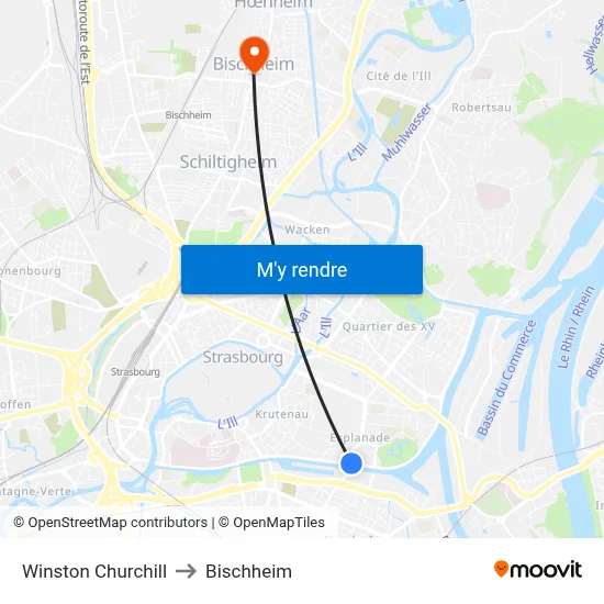 Winston Churchill to Bischheim map