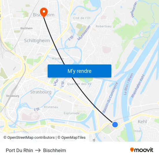 Port Du Rhin to Bischheim map
