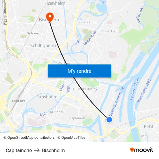Capitainerie to Bischheim map