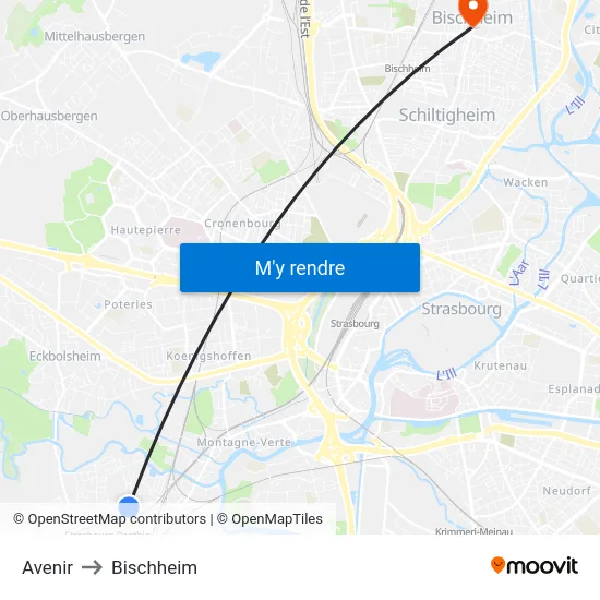 Avenir to Bischheim map
