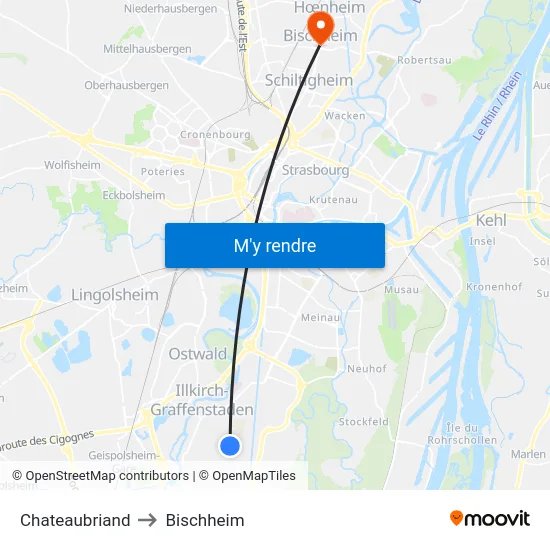 Chateaubriand to Bischheim map