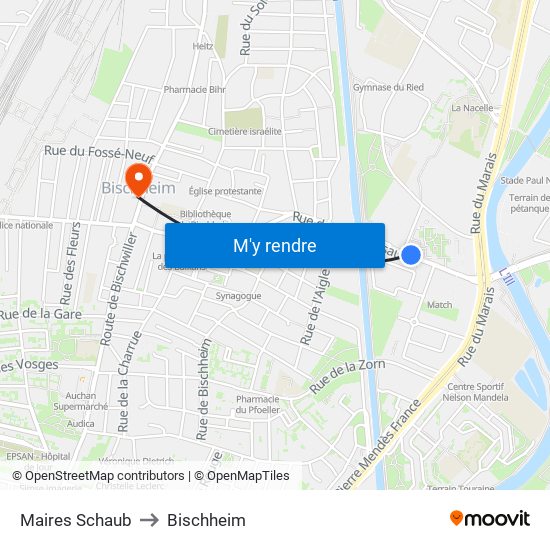 Maires Schaub to Bischheim map
