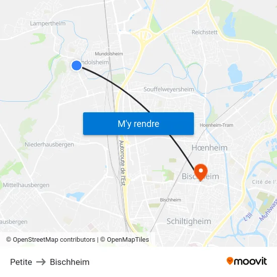 Petite to Bischheim map