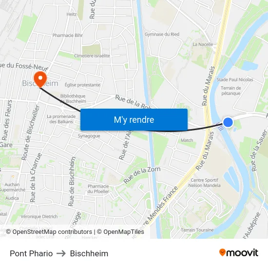 Pont Phario to Bischheim map
