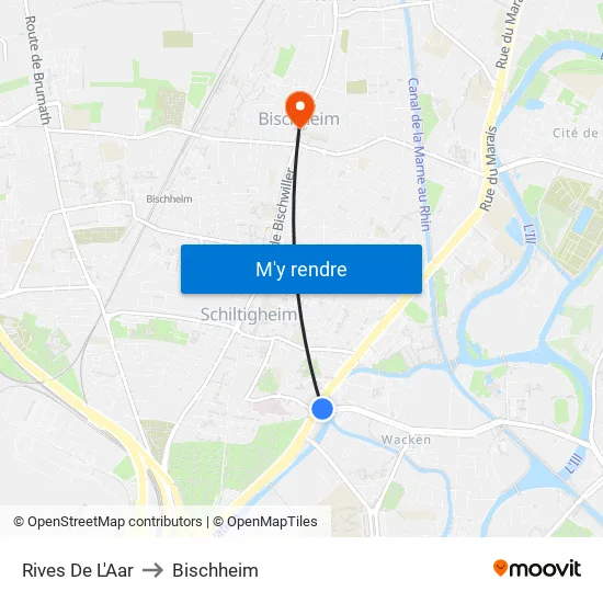 Rives De L'Aar to Bischheim map
