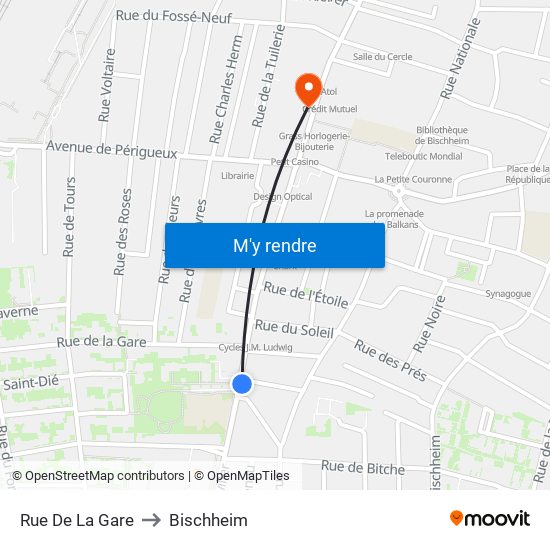 Rue De La Gare to Bischheim map