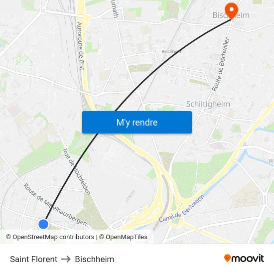 Saint Florent to Bischheim map