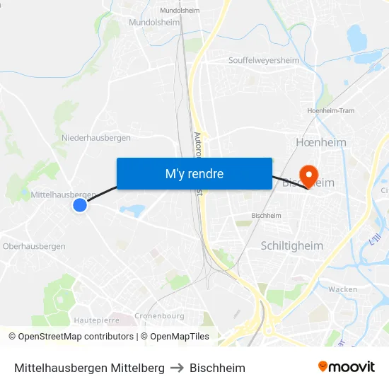 Mittelhausbergen Mittelberg to Bischheim map