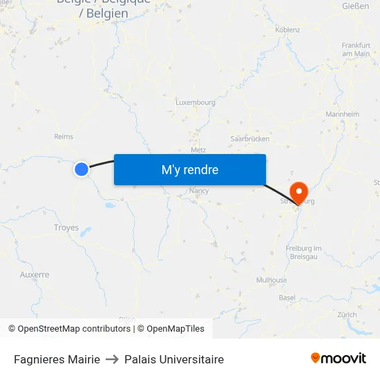 Fagnieres Mairie to Palais Universitaire map