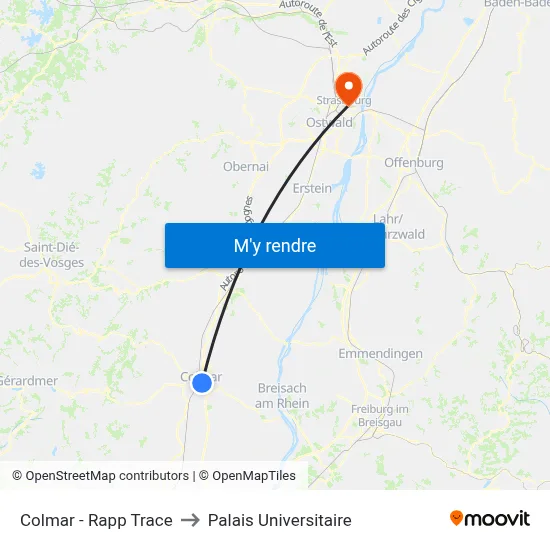 Colmar - Rapp Trace to Palais Universitaire map