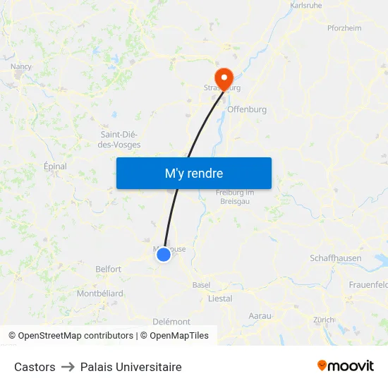 Castors to Palais Universitaire map