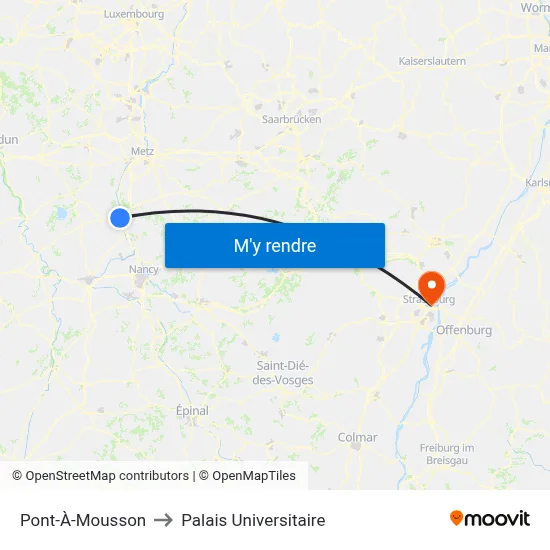 Pont-À-Mousson to Palais Universitaire map