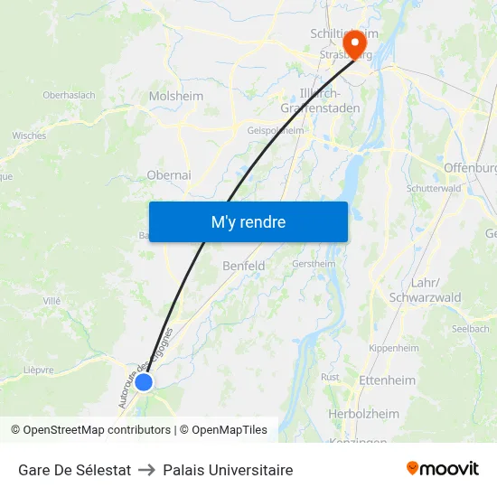 Gare De Sélestat to Palais Universitaire map