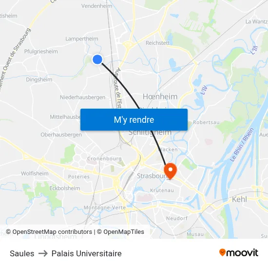 Saules to Palais Universitaire map