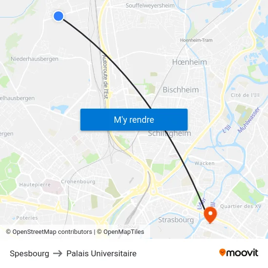 Spesbourg to Palais Universitaire map