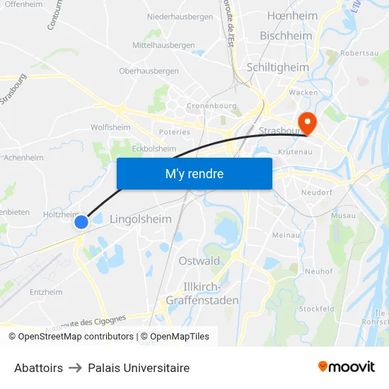 Abattoirs to Palais Universitaire map