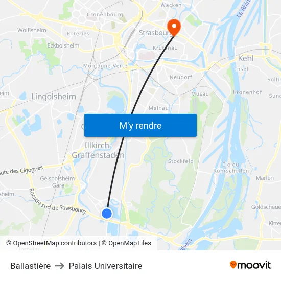 Ballastière to Palais Universitaire map