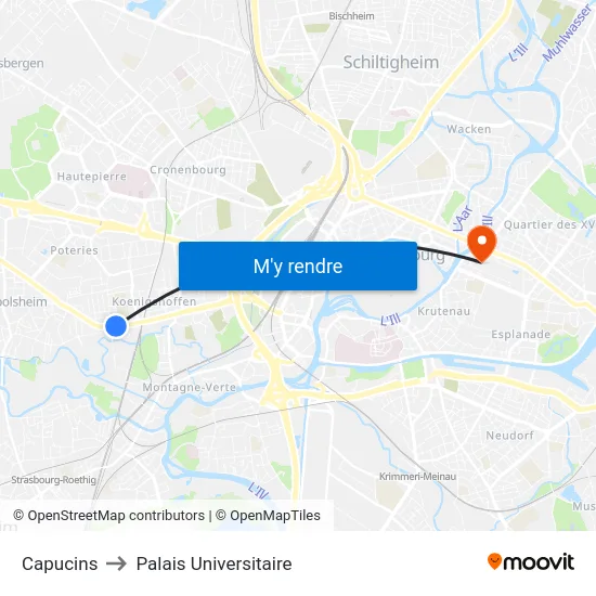 Capucins to Palais Universitaire map