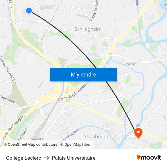 Collège Leclerc to Palais Universitaire map