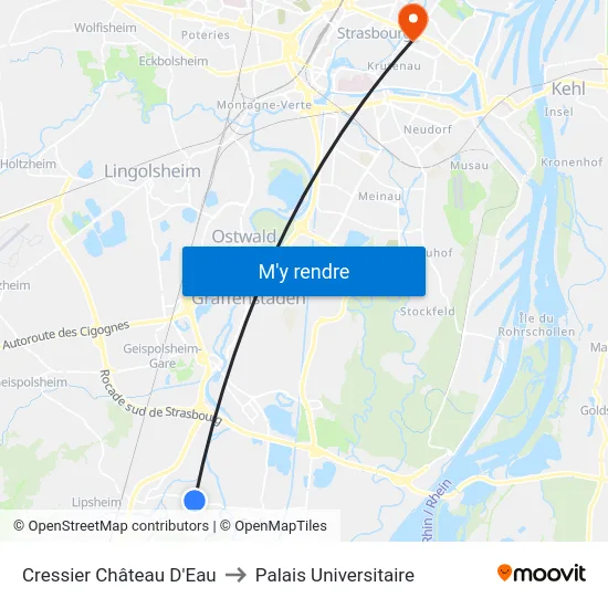 Cressier Château D'Eau to Palais Universitaire map