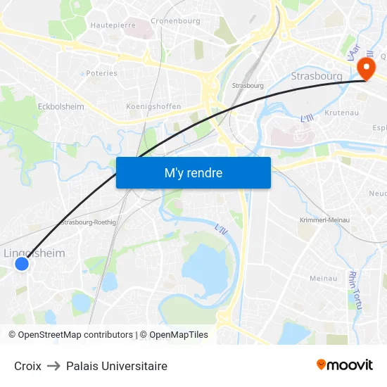 Croix to Palais Universitaire map