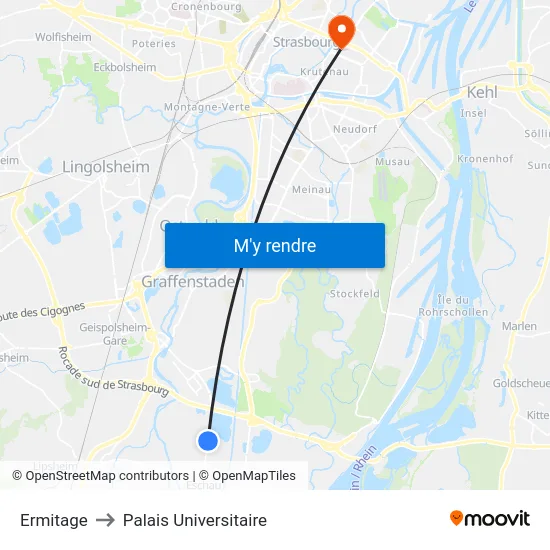 Ermitage to Palais Universitaire map
