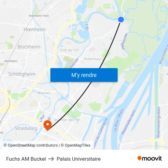 Fuchs AM Buckel to Palais Universitaire map