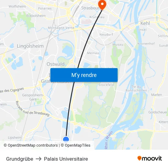 Grundgrübe to Palais Universitaire map