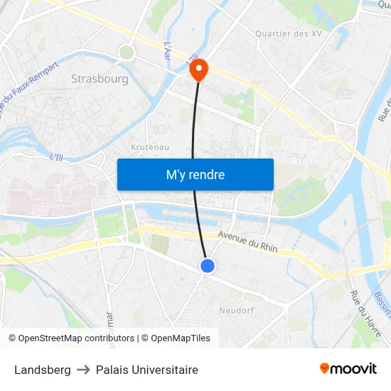 Landsberg to Palais Universitaire map