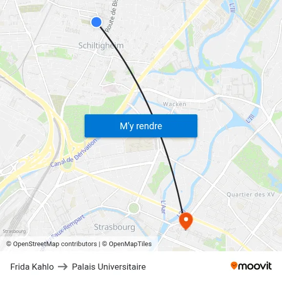 Frida Kahlo to Palais Universitaire map