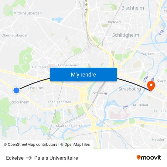 Eckelse to Palais Universitaire map
