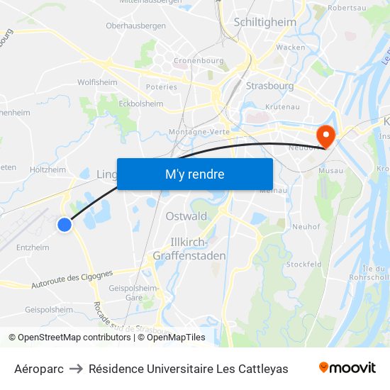 Aéroparc to Résidence Universitaire Les Cattleyas map