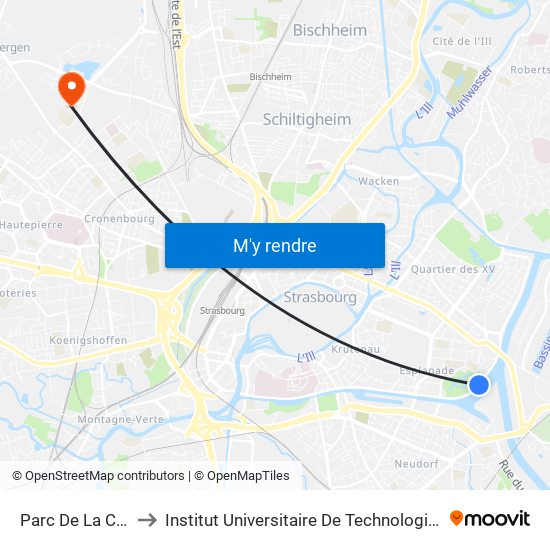 Parc De La Citadelle to Institut Universitaire De Technologie Louis Pasteur map