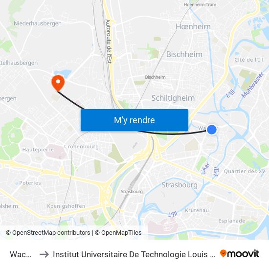 Wacken to Institut Universitaire De Technologie Louis Pasteur map