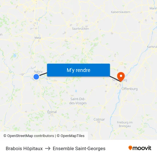 Brabois Hôpitaux to Ensemble Saint-Georges map