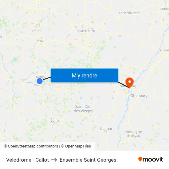 Vélodrome - Callot to Ensemble Saint-Georges map