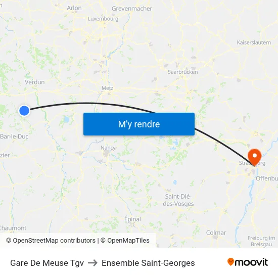 Gare De Meuse Tgv to Ensemble Saint-Georges map