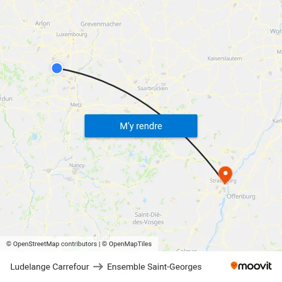 Ludelange Carrefour to Ensemble Saint-Georges map