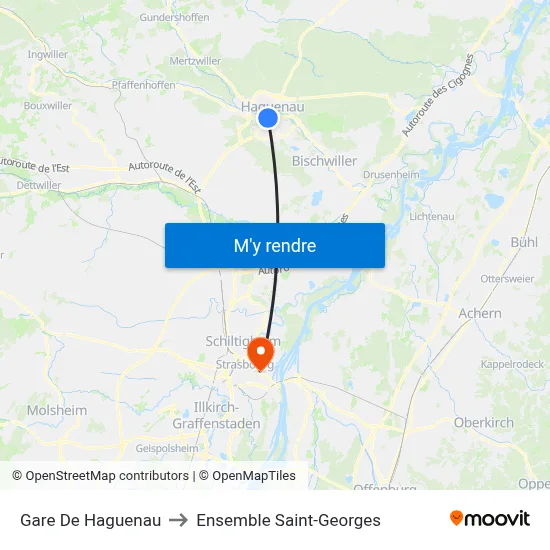 Gare De Haguenau to Ensemble Saint-Georges map