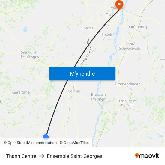 Thann Centre to Ensemble Saint-Georges map