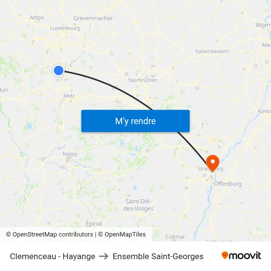 Clemenceau - Hayange to Ensemble Saint-Georges map