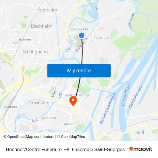Hechner/Centre Funéraire to Ensemble Saint-Georges map