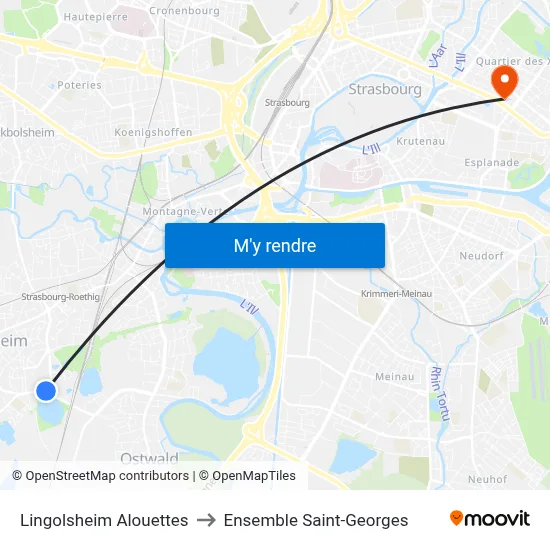 Lingolsheim Alouettes to Ensemble Saint-Georges map