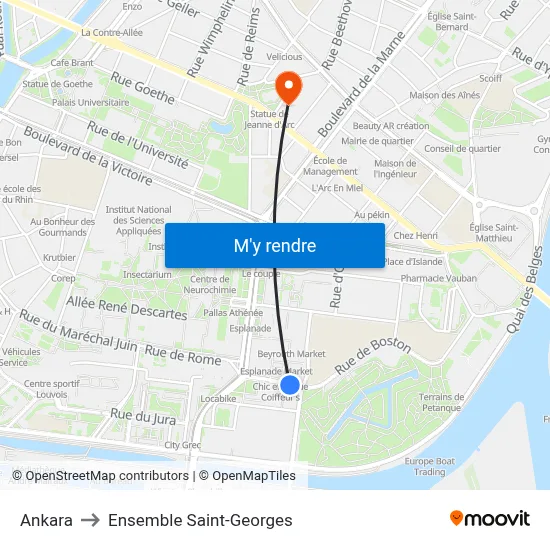 Ankara to Ensemble Saint-Georges map