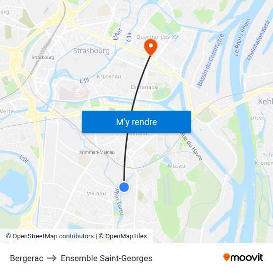 Bergerac to Ensemble Saint-Georges map